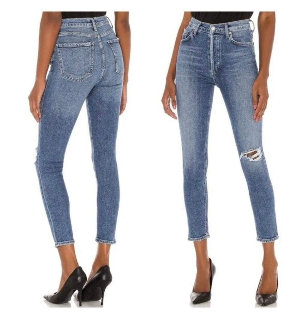 AGOLDE Nico High-Rise Slim Fit Distressed Jeans Size 30